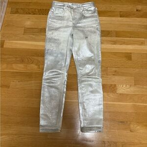 GRLFRND Women 24 Karolina Jeans Better Than You Silver Skinny Metallic High Rise